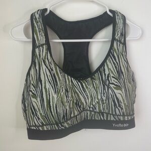 Yvette Zebra Print Sports Bra - Green and Black